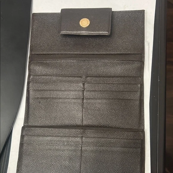 Bvlgari Long Trifold Brown Wallet with Gold Accent EUC - Picture 15 of 15